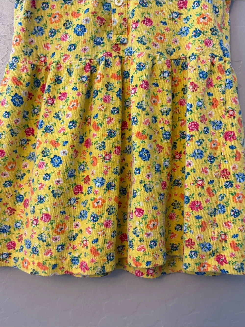 Ralph Lauren yellow floral short sleeve pique polo dress size 18 months